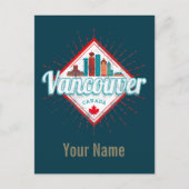 Vancouver Skyline British Columbia Retro Canada Feestdagenkaart (Voorkant)