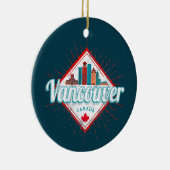 Vancouver Skyline British Columbia Retro Canada Keramisch Ornament (Rechts)