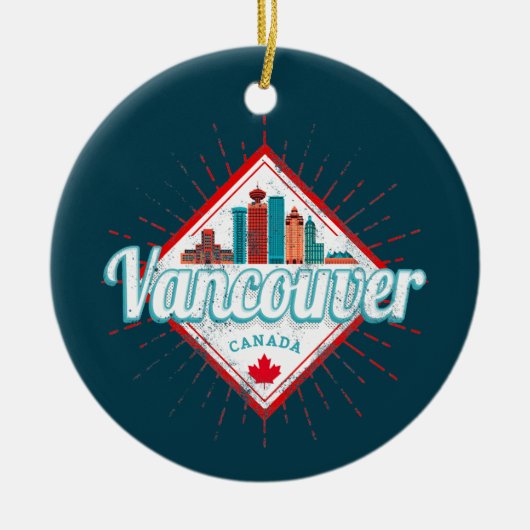 Vancouver Skyline British Columbia Retro Canada Keramisch Ornament (Voorkant)