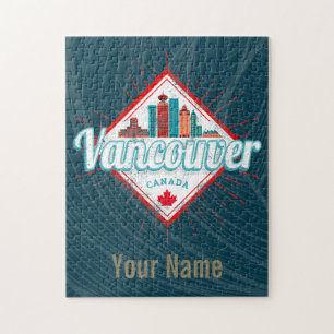 Vancouver Skyline British Columbia Retro Canada Legpuzzel