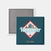 Vancouver Skyline British Columbia Retro Canada Magneet (Voorkant / Achterkant)