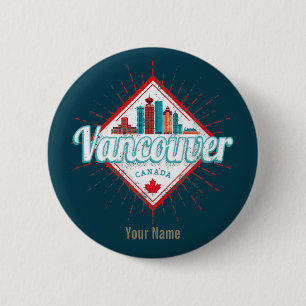 Vancouver Skyline British Columbia Retro Canada Ronde Button 5,7 Cm