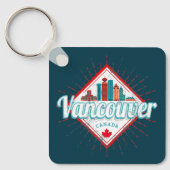 Vancouver Skyline British Columbia Retro Canada Sleutelhanger (Voorkant)