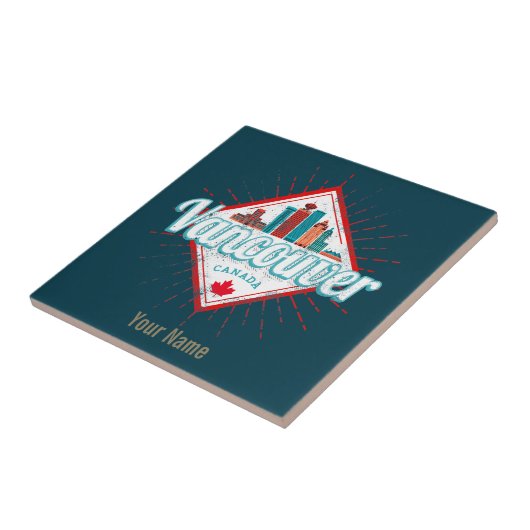 Vancouver Skyline British Columbia Retro Canada Tegeltje (Zijkant)