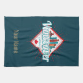 Vancouver Skyline British Columbia Retro Canada Theedoek (Horizontaal)