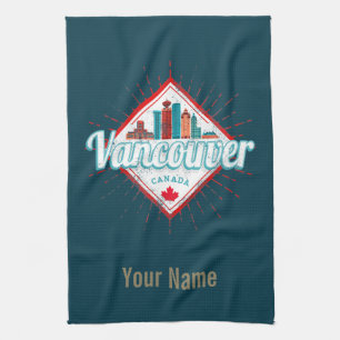Vancouver Skyline British Columbia Retro Canada Theedoek