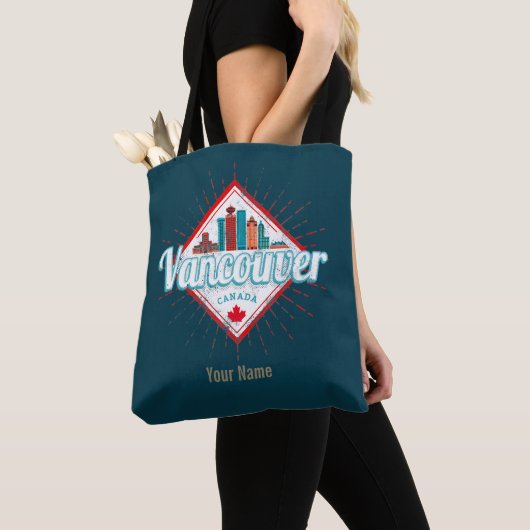Vancouver Skyline British Columbia Retro Canada Tote Bag (Dichtbij)
