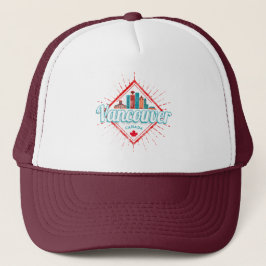 Vancouver Skyline British Columbia Retro Canada Trucker Pet