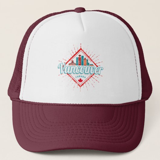 Vancouver Skyline British Columbia Retro Canada Trucker Pet (Voorkant)