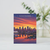 Vancouver Skyline Canada Sunset Travel Briefkaart (Staand voorkant)