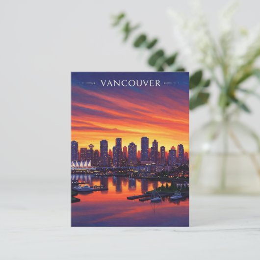 Vancouver Skyline Canada Sunset Travel Briefkaart (Staand voorkant)