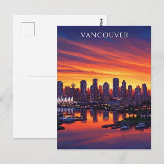 Vancouver Skyline Canada Sunset Travel Briefkaart (Voorkant / Achterkant)