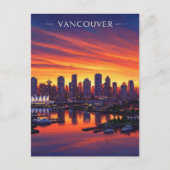 Vancouver Skyline Canada Sunset Travel Briefkaart (Voorkant)