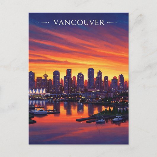 Vancouver Skyline Canada Sunset Travel Briefkaart (Voorkant)