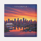 Vancouver Skyline Canada Sunset Travel Magneet (Voorkant)