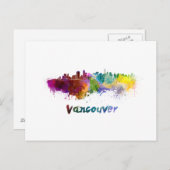 Vancouver skyline in watercolor briefkaart (Voorkant / Achterkant)