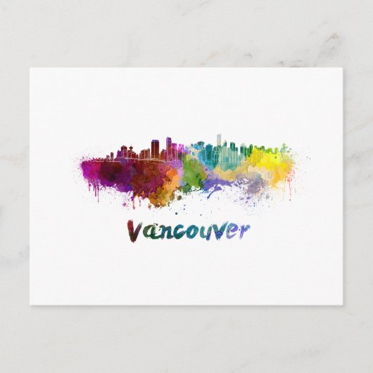 Vancouver skyline in watercolor briefkaart (Voorkant)