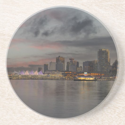 Vancouver Skyline op Sunset Zandsteen Onderzetter (Voorkant)