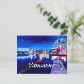 Vancouver skyline 's nachts briefkaart (Staand voorkant)
