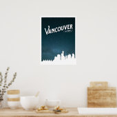 Vancouver skyline voor 's nachts - Poster (Keuken)
