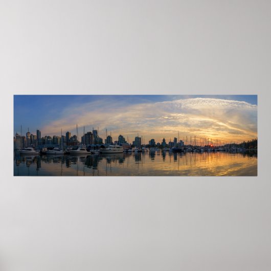Vancouver Skyline - Yacht Harbour op Sunset Poster (Voorkant)