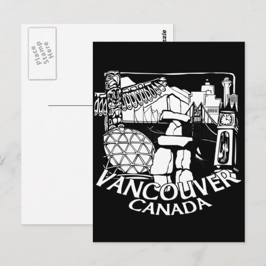 Vancouver Souvenir Briefkaarten Totem Pole Landmar (Voorkant / Achterkant)