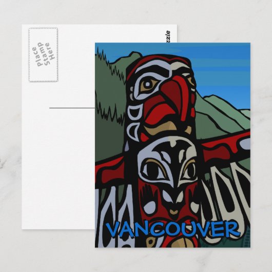 Vancouver Souvenir Briefkaarten Totem Pole Landmar (Voorkant / Achterkant)