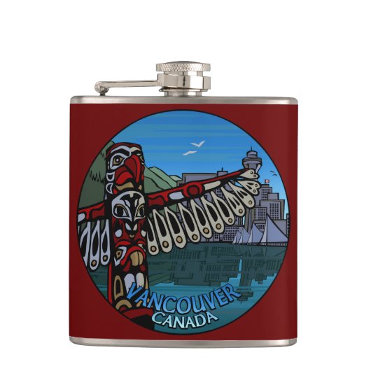 Vancouver Souvenir Flask 2 Worlds Landmark Gifts Heupfles (Voorkant)