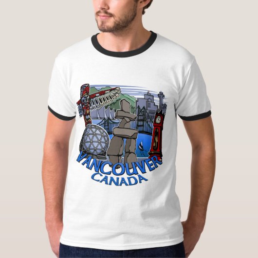 Vancouver Souvenir Mannen T-shirt Landmark Art T - (Voorkant)
