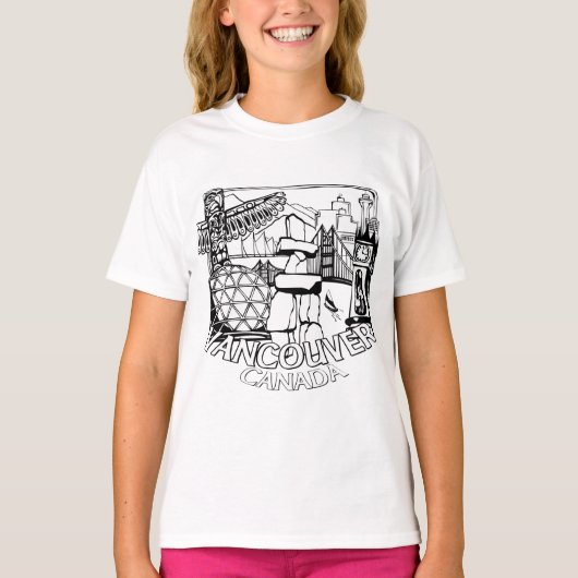 Vancouver Souvenir Meisje T-shirt Landmark Art T-s (Voorkant)