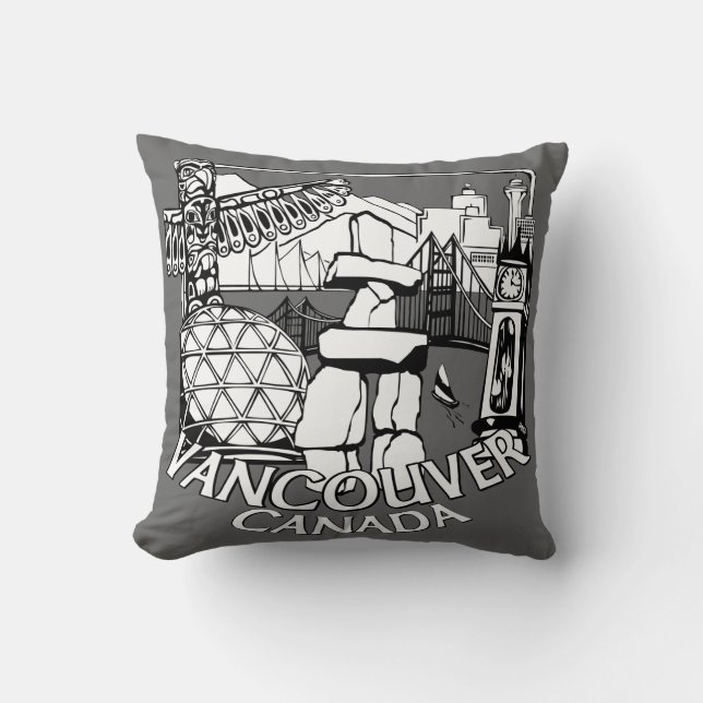 Vancouver Souvenir Pillow Vancouver Landmark Gifts Kussen (Voorkant)