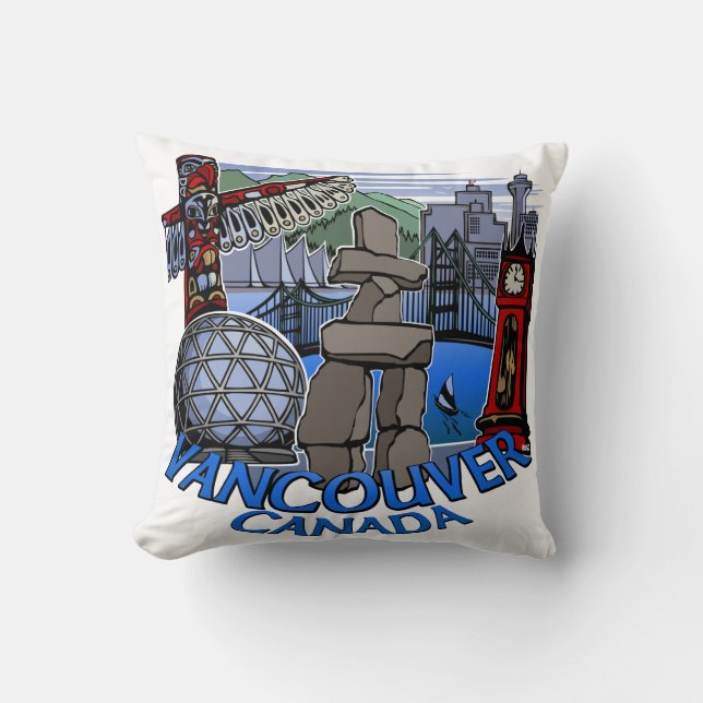 Vancouver Souvenir Pillow Vancouver Landmark Gifts Kussen (Voorkant)