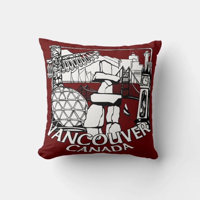 Vancouver Souvenir Pillow Vancouver Landmark Gifts Kussen (Voorkant)