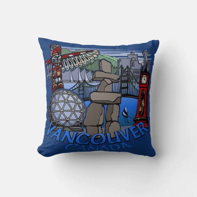 Vancouver Souvenir Pillow Vancouver Landmark Gifts Kussen (Voorkant)