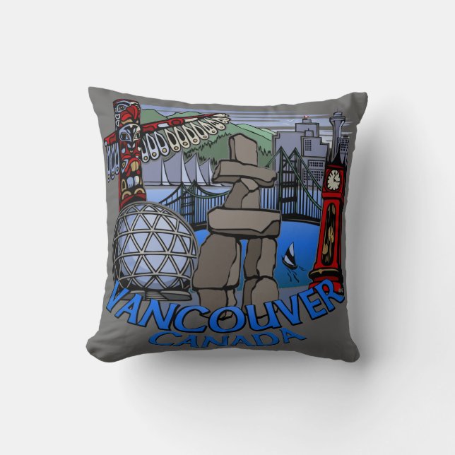 Vancouver Souvenir Pillow Vancouver Landmark Gifts Kussen (Voorkant)