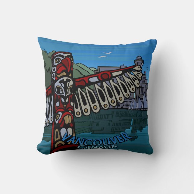 Vancouver Souvenir Pillow Vancouver Landmarks Gift Kussen (Voorkant)