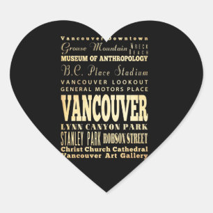 Vancouver Stad van Canada Typografie Kunst Hart Sticker