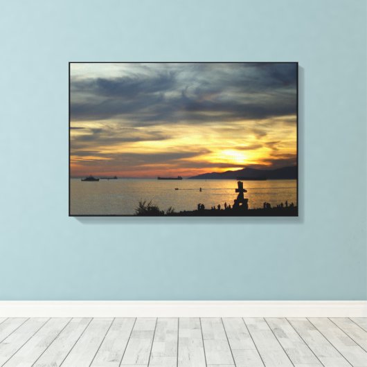 Vancouver Sunset Art Print Seascape Inushuk Canvas (Insitu (Houten vloer))