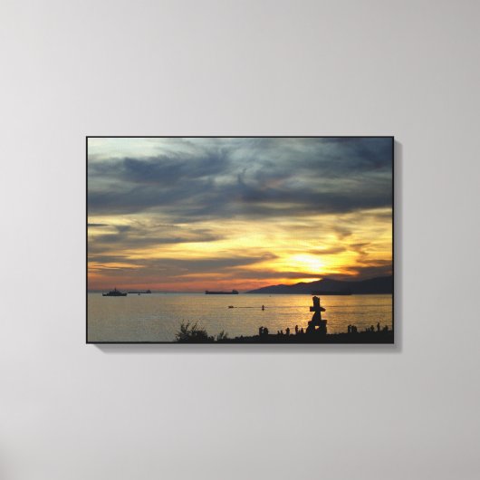 Vancouver Sunset Art Print Seascape Inushuk Canvas (Voorkant)