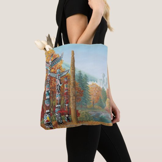 Vancouver Totem Polen Canvas tas Landmark Art Bags (Dichtbij)