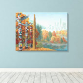 Vancouver Totem Poles Art Print Canvas (Insitu (Houten vloer))