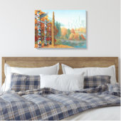 Vancouver Totem Poles Art Print Canvas (Insitu (Slaapkamer))
