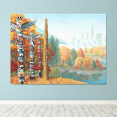 Vancouver Totem Poles Art Print Canvas (Insitu (Houten vloer))