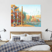 Vancouver Totem Poles Art Print Canvas (Insitu (Slaapkamer))