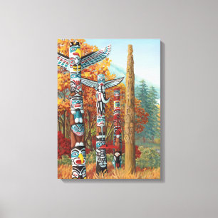 Vancouver Totem Poles Art Print Canvas