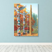 Vancouver Totem Poles Art Print Canvas (Insitu (Houten vloer))