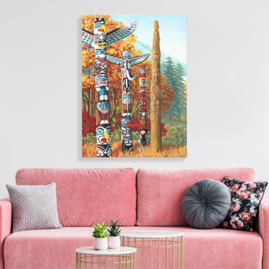 Vancouver Totem Poles Art Print Canvas (Insitu (Woonkamer))