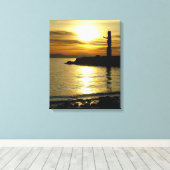 Vancouver Totem Poles Sunset Art Print Canvas (Insitu (Houten vloer))