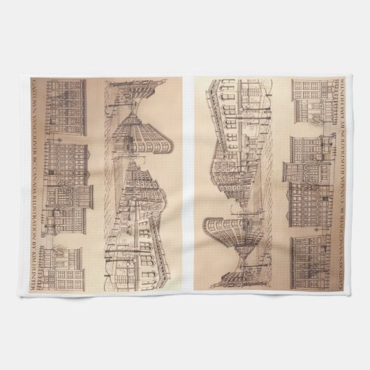 Vancouver Towel Gastown Art Souvenir Tea Towel Theedoek (Horizontaal)