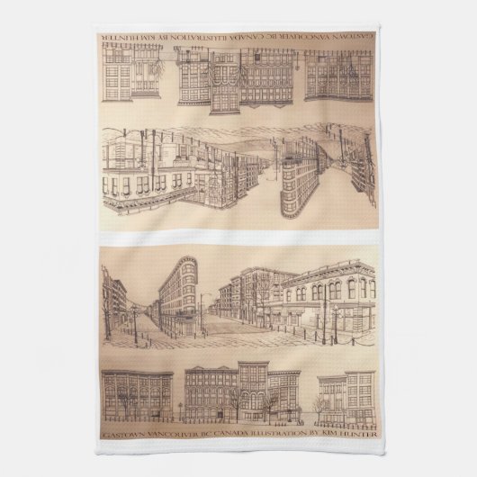 Vancouver Towel Gastown Art Souvenir Tea Towel Theedoek (Verticaal)